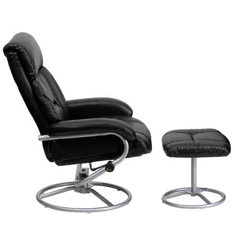 Black Leather Recliner&Ottoman