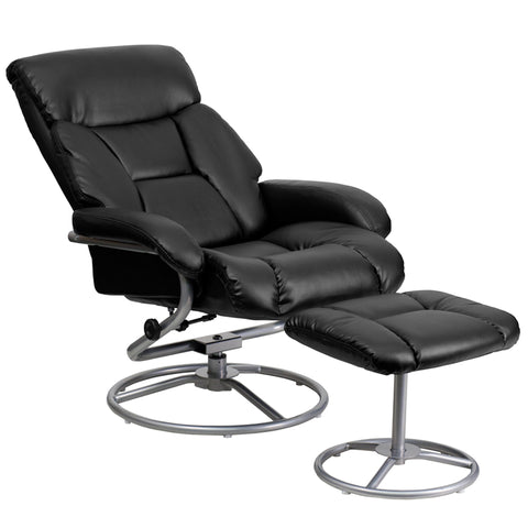 Black Leather Recliner&Ottoman