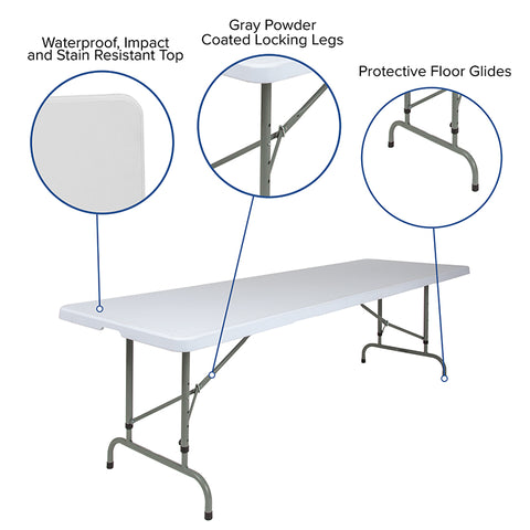 30x96 White Plastic Fold Table