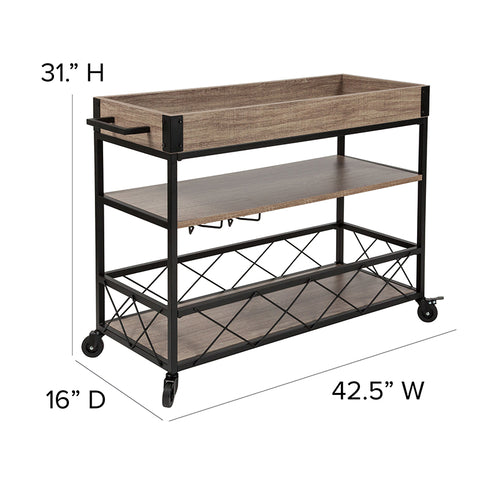 Oak Wood Kitchen Bar Cart