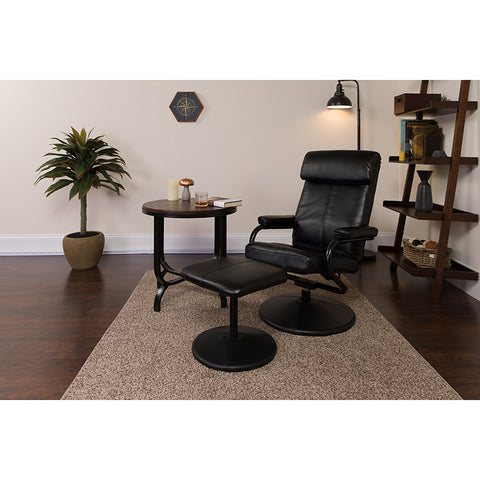 Brown Leather Recliner&Ottoman