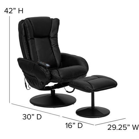 Massage Black Leather Recliner