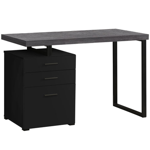 23.75" x 47.25" x 30" Black Grey Particle Board Hollow Core Metal Computer Desk