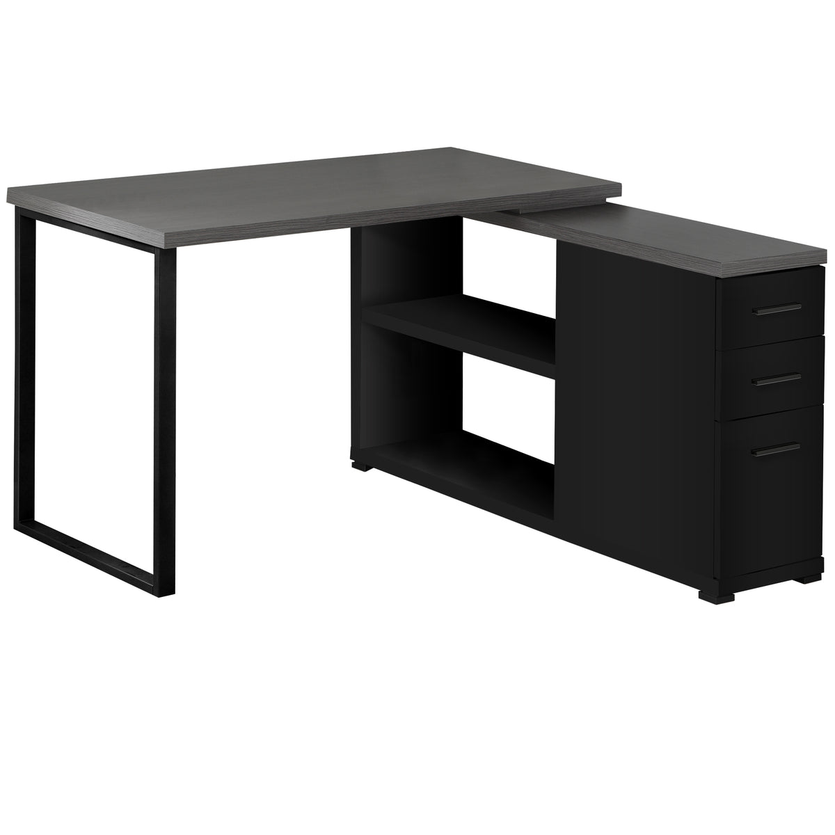 47.25" x 47.25" x 29.5" Black Grey Particle Board Hollow Core Metal Computer Desk With A Grey Top