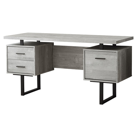 23.75" x 60" x 30.25" Grey Black Particle Board Hollow Core Metal Computer Desk