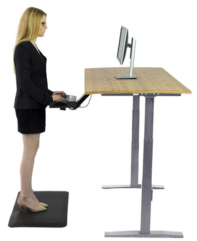 Gray and Natural Bamboo Dual Motor Electric Office Adjustable Computer Desk