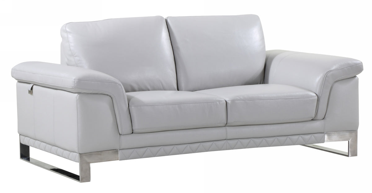 32" Lovely Light Grey Leather Loveseat