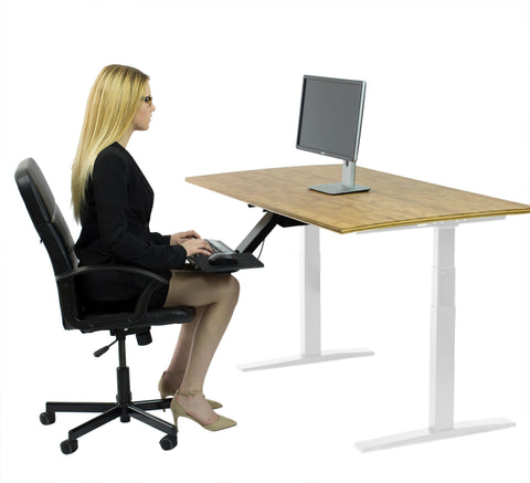 White and Natural Bamboo 52" Dual Motor Electric Office Adjustable Computer Desk