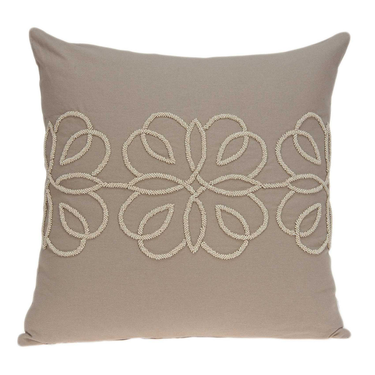 20" x 7" x 20" Cool Transitional Tan Cotton Accent Pillow Cover With Down Insert