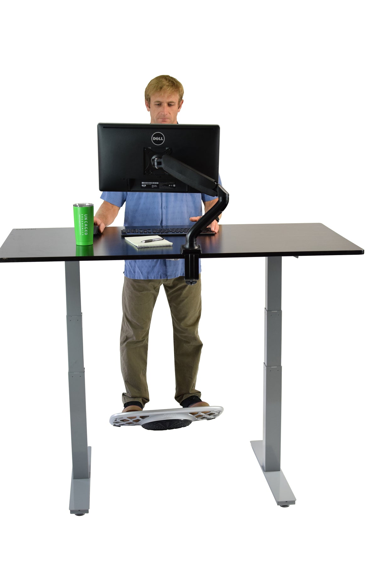 Gray Bamboo Dual Motor Electric Office Adjustable Computer Desk