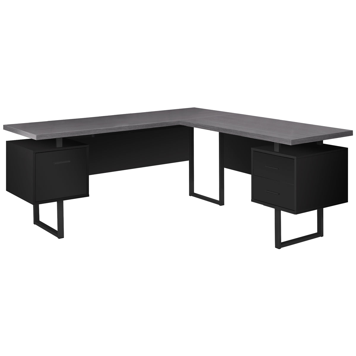 71" x 71" x 30" Black Grey Particle Board Hollow Core Metal Computer Desk