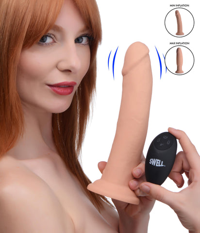 7x Inflatable And Vibrating Remote Control Silicone Dildo