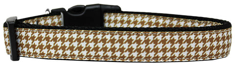 Brown Houndstooth Nylon Cat Collar