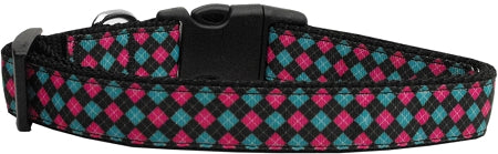 Pink And Blue Plaid Nylon Cat Collar