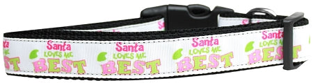 Santa Loves Me Best Nylon Cat Collar