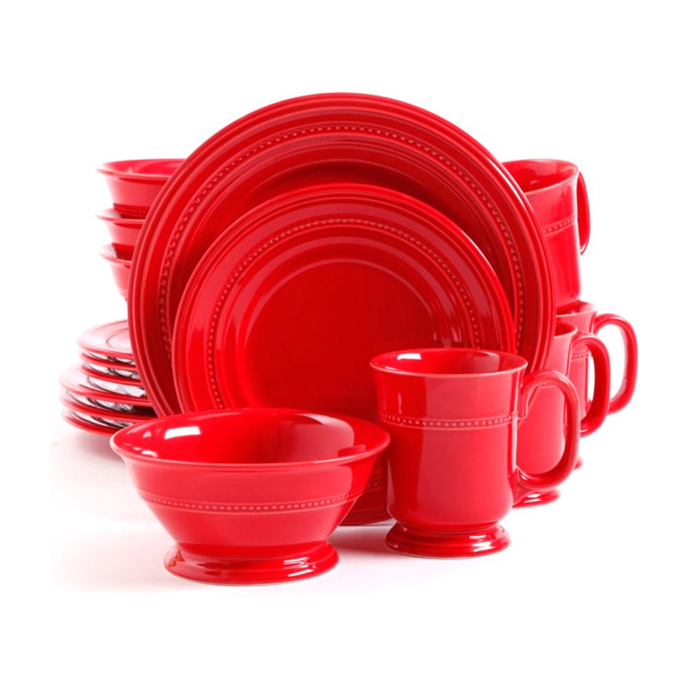 Gibson Barberware 16 Piece Stoneware Dinnerware Set In Red