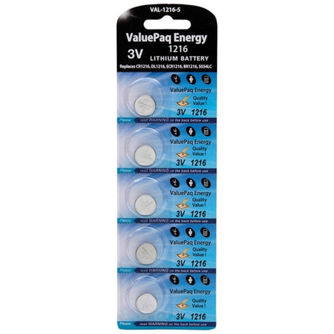 Dantona Val-1216-5 Valuepaq Energy 1216 Lithium Coin Cell Batteries, 5 Pk