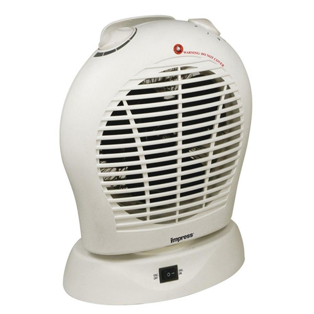 Oscillating Fan Heater With Thermostat White