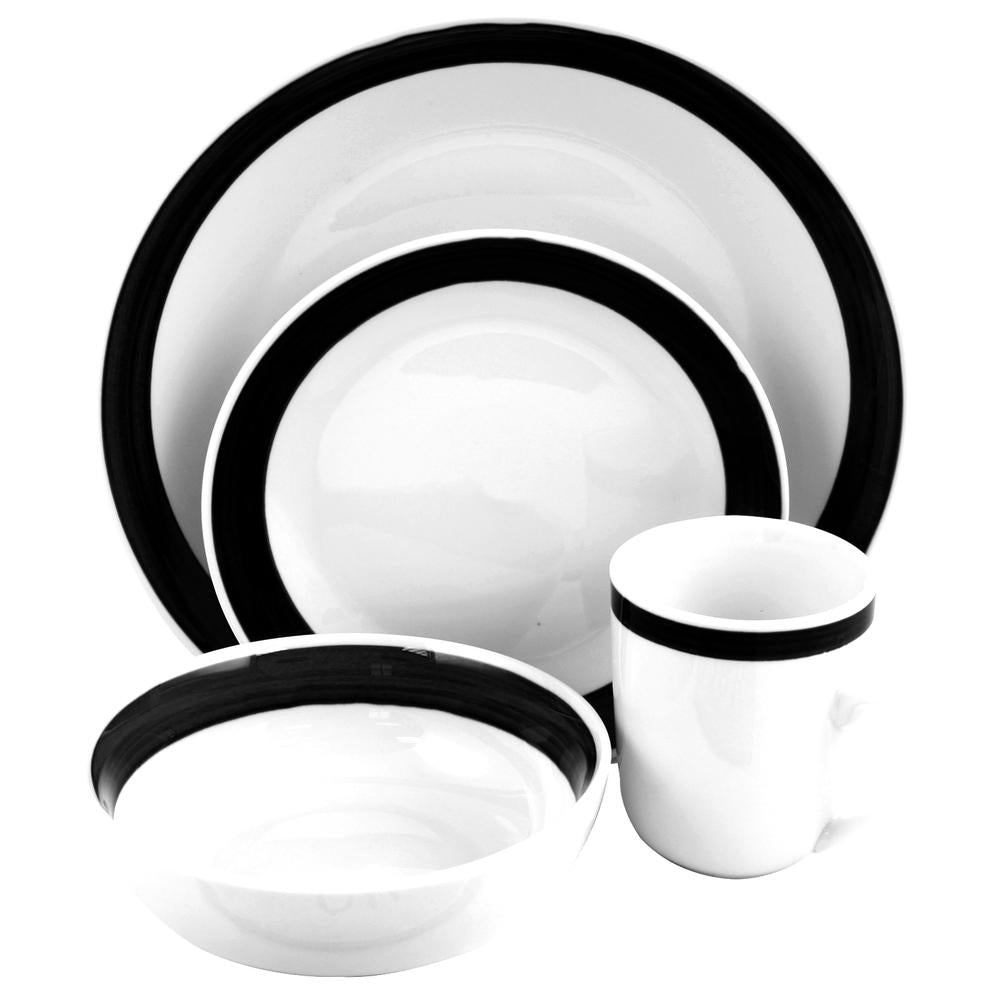 Gibson Basic Living Iii 16 Piece Stoneware Dinnerware Set In Black