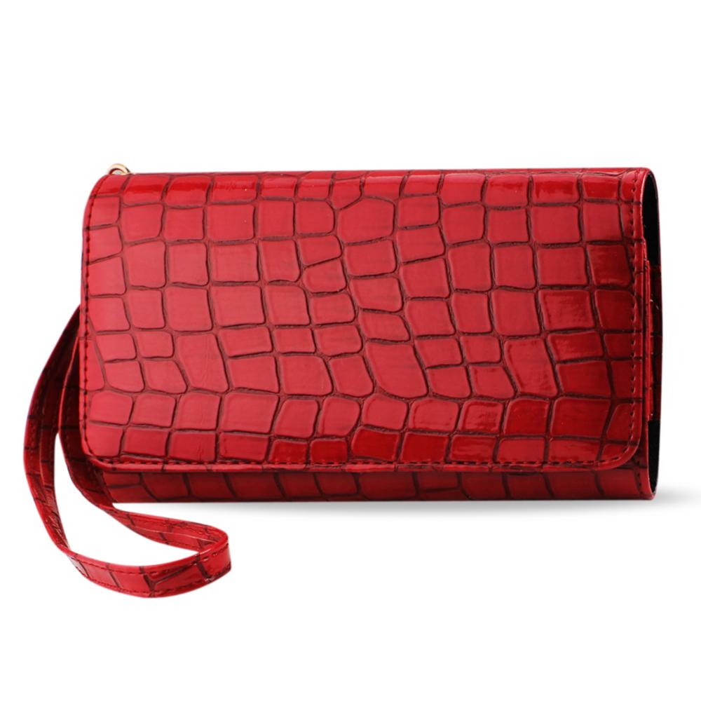 Reiko Crocodile Pattern Purse Wallet Case Samsung Mega 6.3/ Zte N9520 Red (6.7x3.5x0.5 Inches)