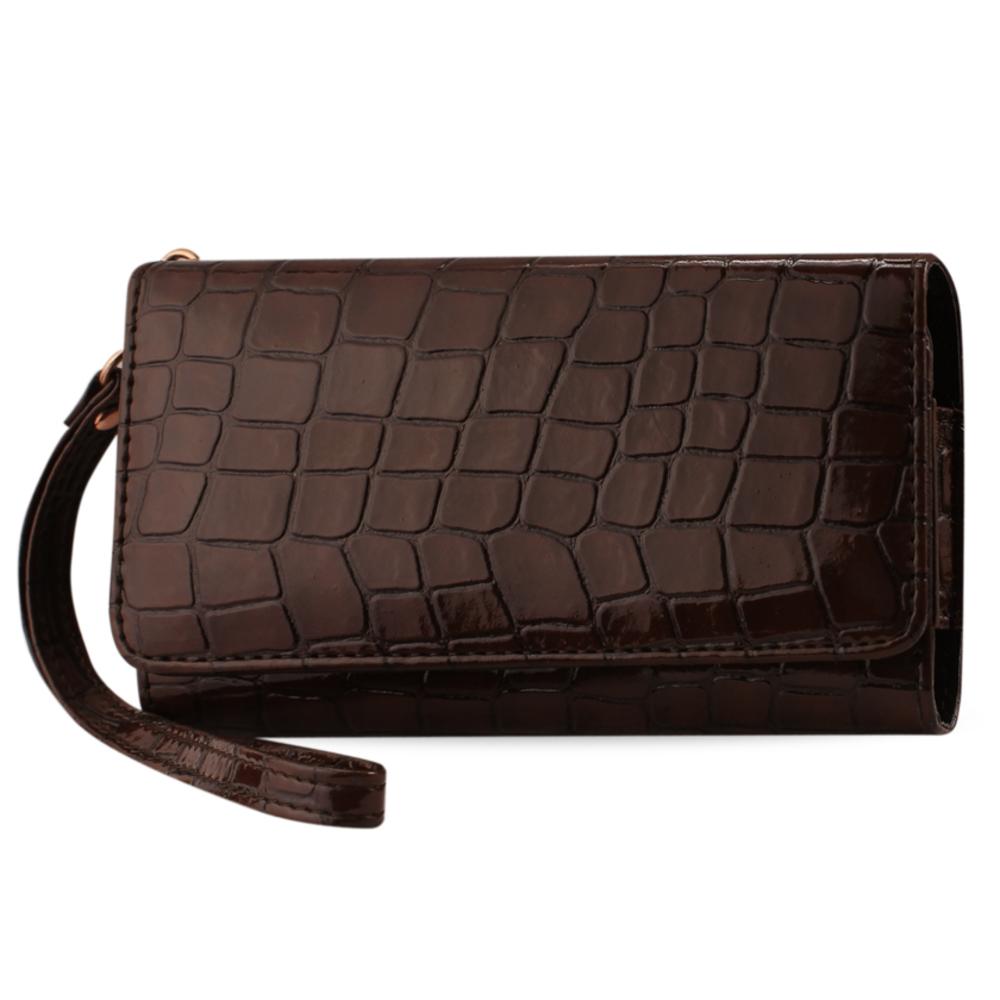 Reiko Crocodile Pattern Purse Wallet Case Samsung Galaxy Note3/note2 Brown (6.3x2.9x0.5 Inches)