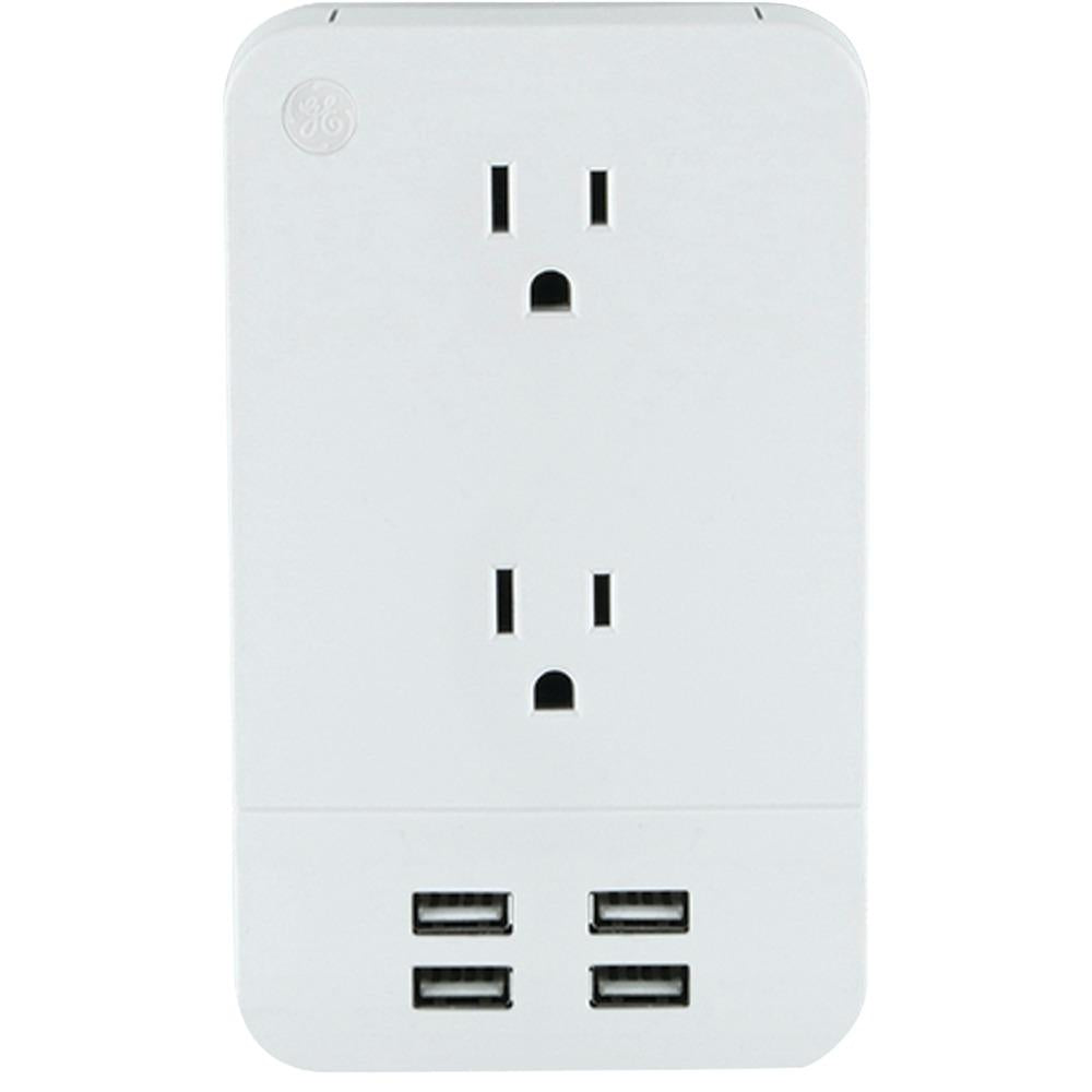 Ge 31708 2-outlet Surge-protector Wall Tap With 4 Usb Ports