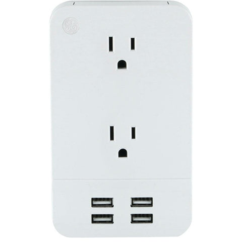 Ge 31708 2-outlet Surge-protector Wall Tap With 4 Usb Ports