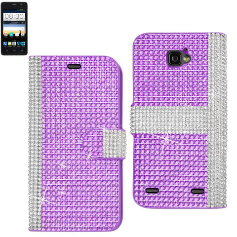 Reiko Zte Sonata 2 Jewelry Diamond Rhinestone Wallet Case In Purple