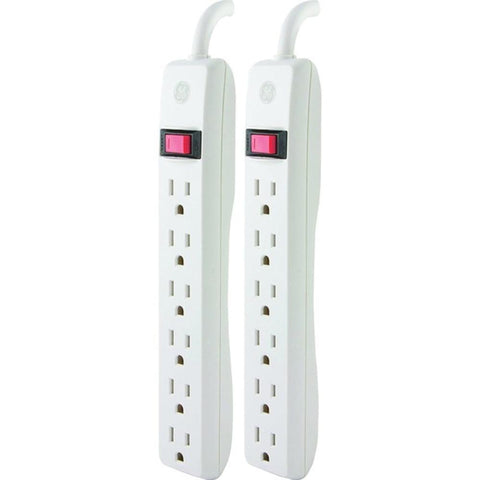 Ge 14833 6-outlet General-purpose Power Strips With 2ft Cord, 2 Pk