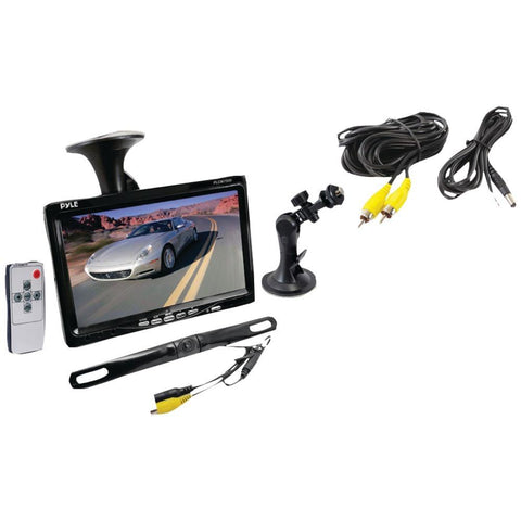 Pyle Plcm7500 7 Window Suction-mount Lcd Widescreen Monitor & License-plate-mount Backup Color Camera With Distance-scale Line