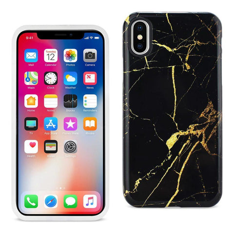 Reiko Iphone X/iphone Xs Streak Marble Iphone Cover In Black