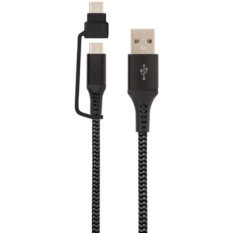 Helix Usb-a To Usb-c Cable With Micro Usb Adapter&#44; 10ft Emthacm10blk