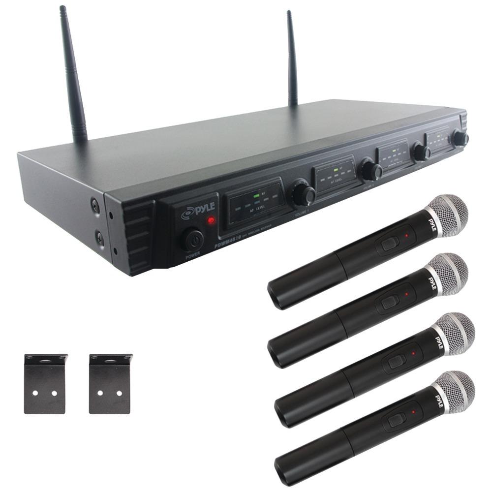 Pyle Pdwm4520 Uhf Quad-channel Fixed-frequency Wireless Microphone System (4 Handheld Microphones)