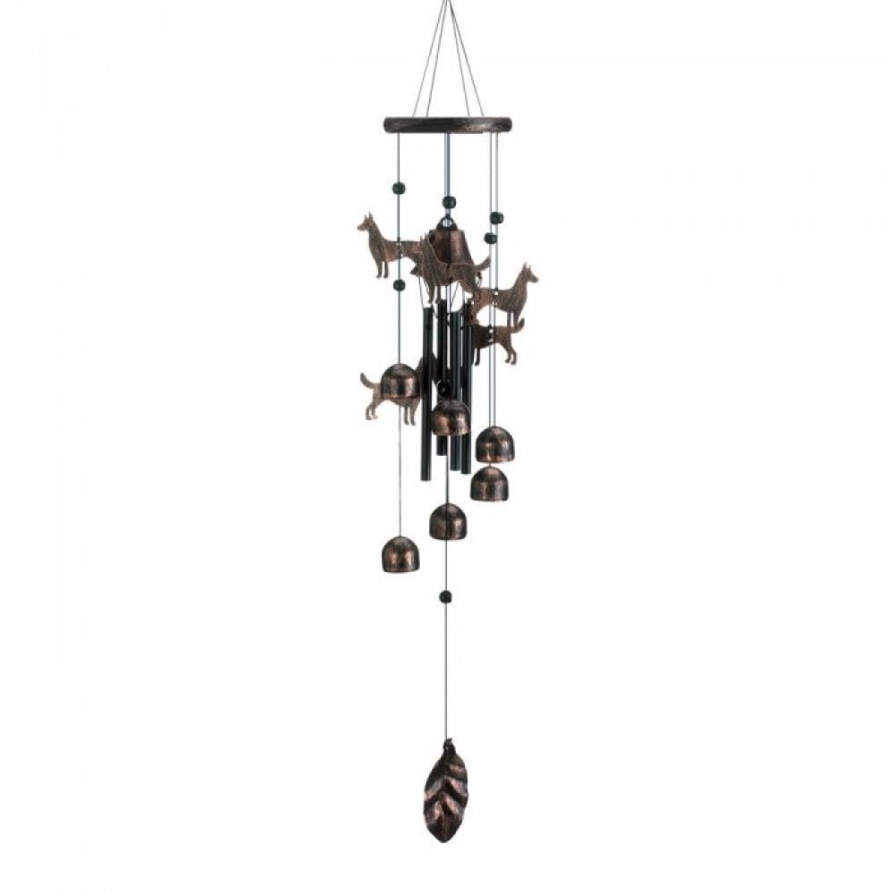 26&amp;#34; Bronze Dogs Wind Chimes