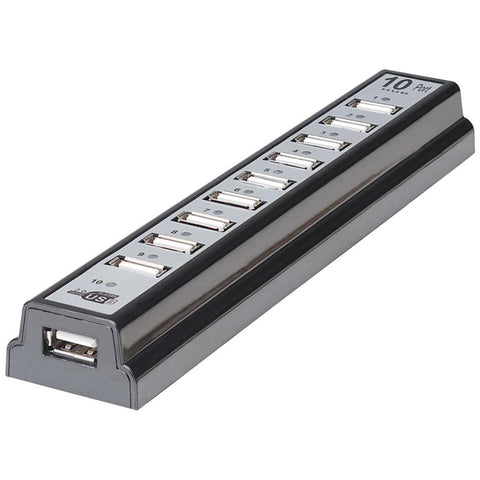 Manhattan 10-Port Hi-Speed USB 2.0 Desktop Hub, AC or Bus Power