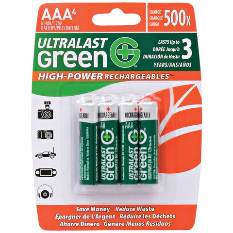 Ultralast Green High-power Rechargeables Aaa Nimh Batteries&#44; 4 Pk Dotulghp4aaa