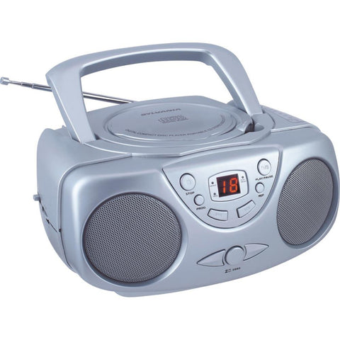 Sylvania Srcd243m Silver Portable Cd Boom Box With Am/fm Radio (silver)