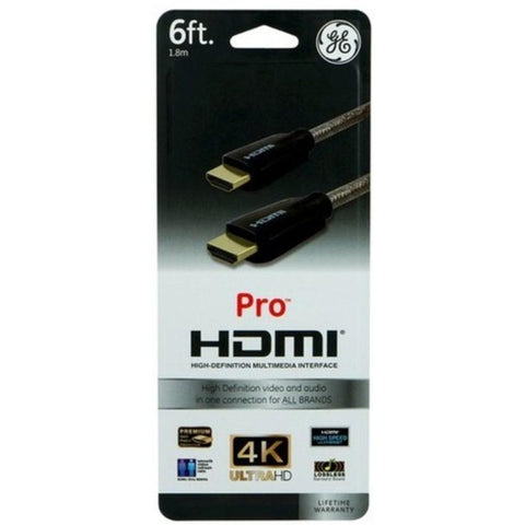 Ge 28969 6 Feet Pro High Speed Hdmi Cable With Ethernet And Gold Connectors