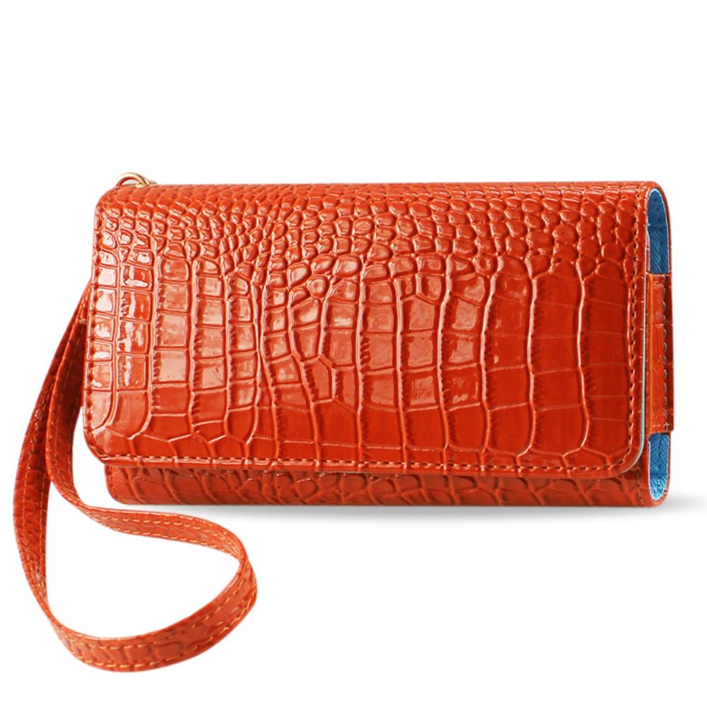 Reiko Crocodile Pattern Purse Wallet Case Samsung Galaxy S4/iphone5s In Orange (5.6x2.7x0.5 Inches)