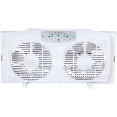 Optimus F-5286 8 Reversible Twin Window Fan With Thermostat