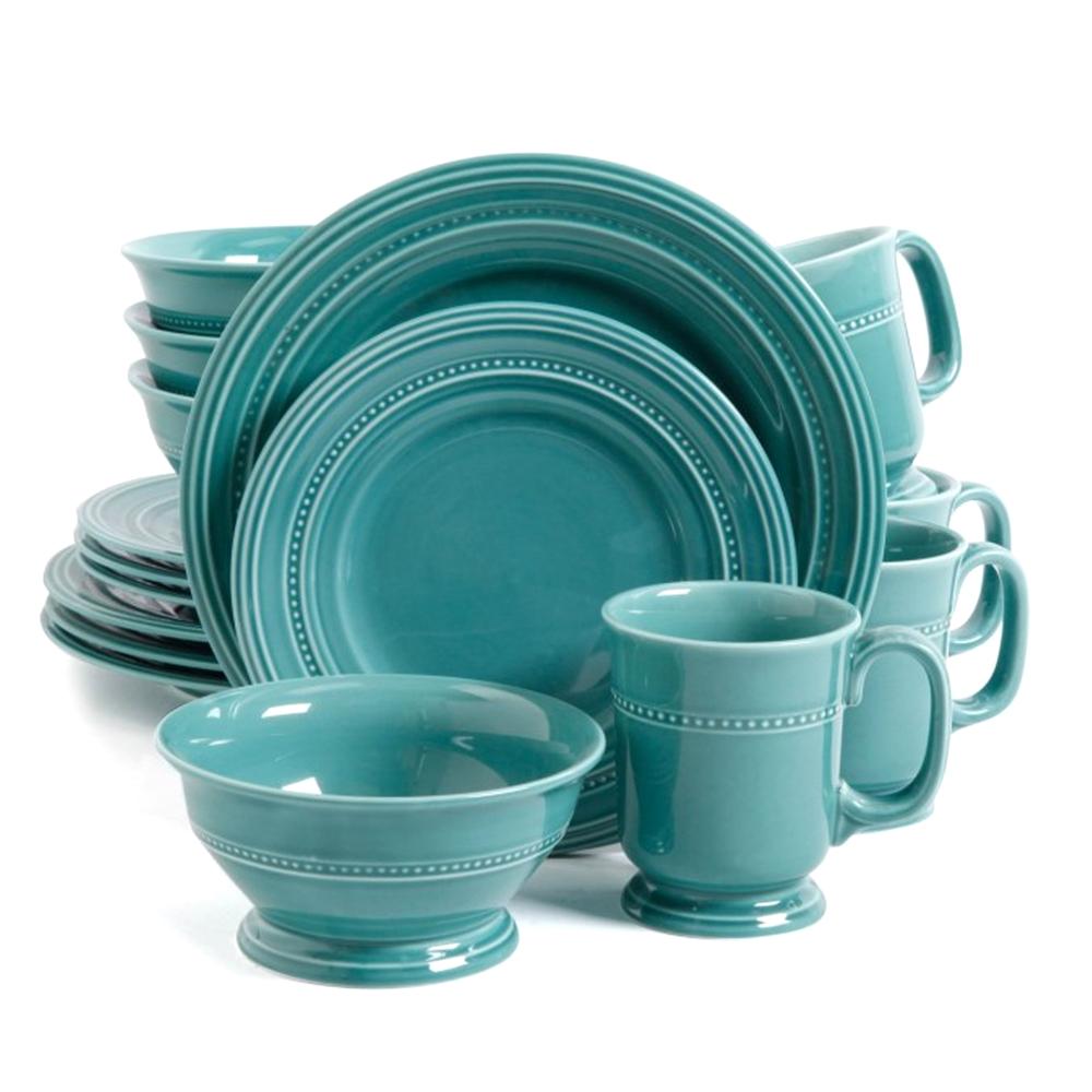 Gibson Barberware 16 Piece Stoneware Dinnerware Set In Green