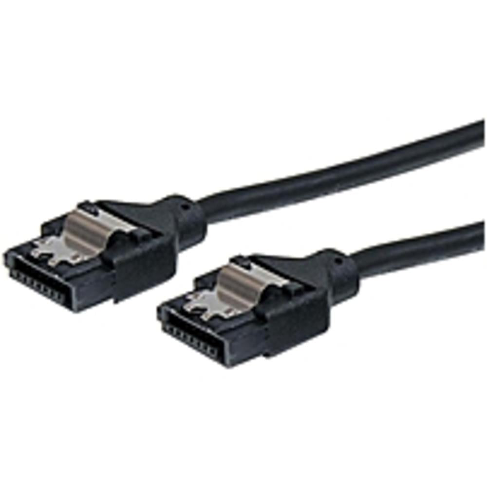 Startech.com 6in Latching Round Sata Cable - Sata For Hard Drive - 6 - 1 Pack - 1 X Female Sata - 1 X Female Sata - Black