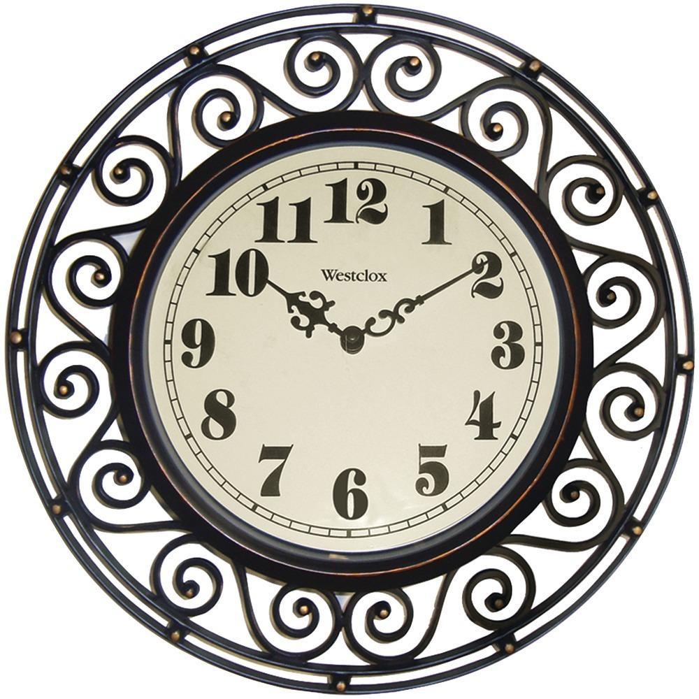 Westclox 32021 12 Filigree Rubbed Bronze Finish Clock