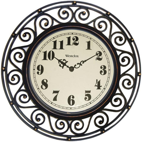 Westclox 32021 12 Filigree Rubbed Bronze Finish Clock