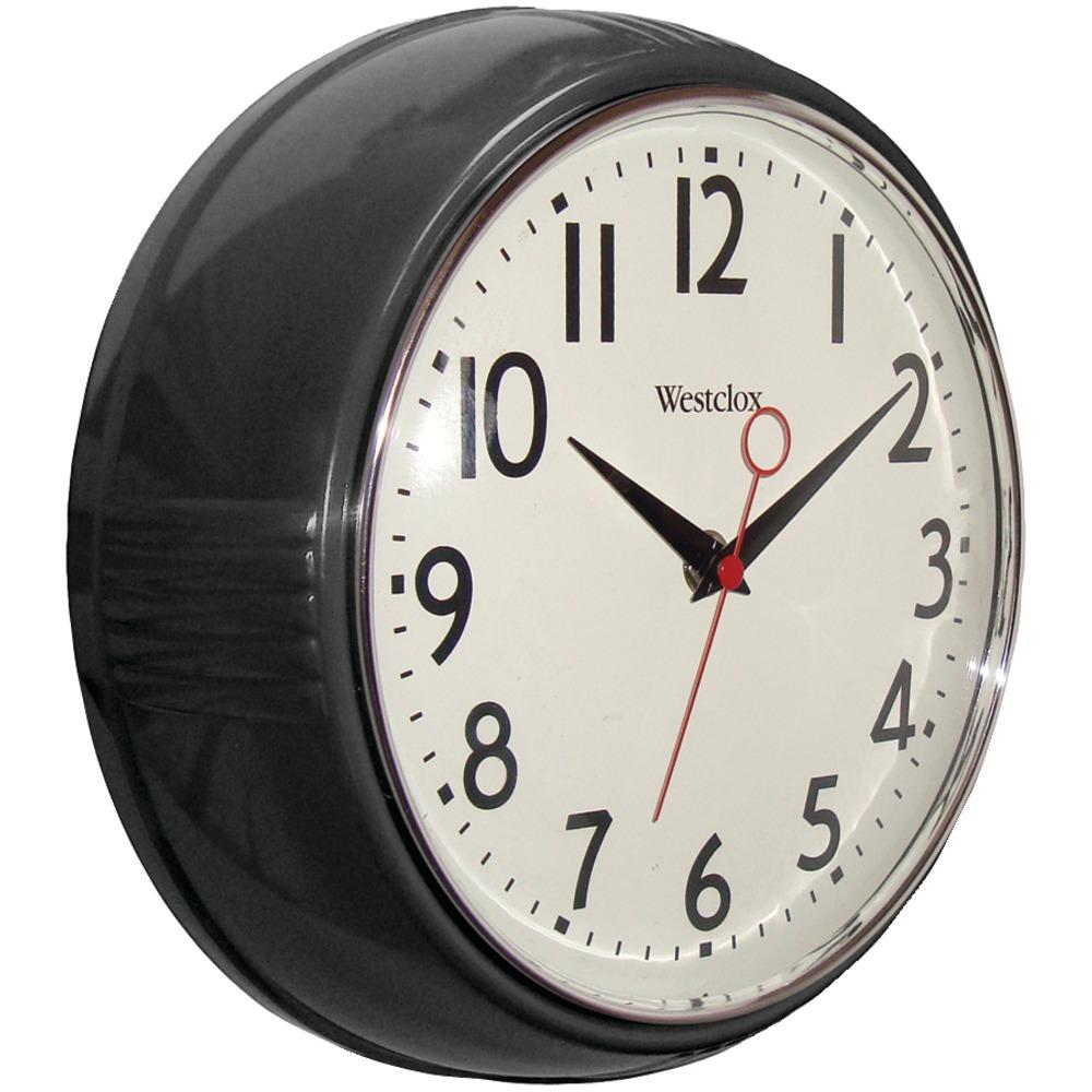 Westclox 32042bk 9.5 1950s Retro Black Case Convex Glass Clock