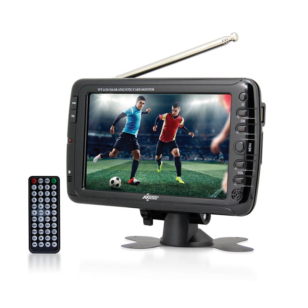 Axess 7 Lcd Tv With Atsc/ntsc Digital Tuner Built-in Rechargeable Battery And Usb/sd Card Reader