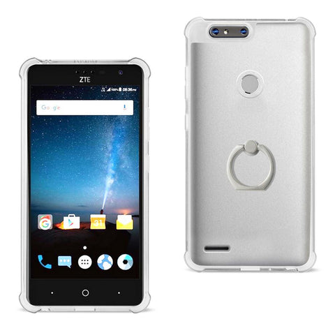 Reiko Zte Blade Z Max/z982/zte Sequoia Transparent Air Cushion Protector Bumper Case With Ring Holder In Clear