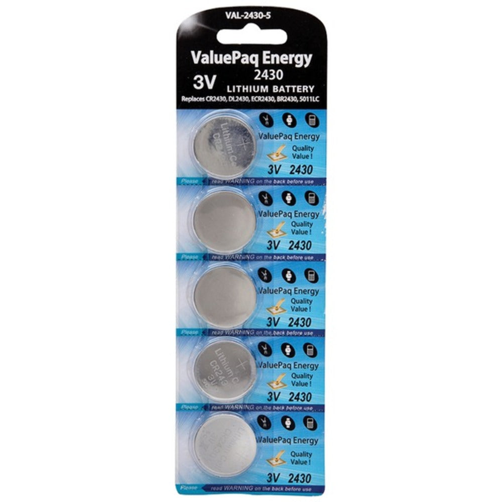 Dantona Val-2430-5 Valuepaq Energy 2430 Lithium Coin Cell Batteries, 5 Pk