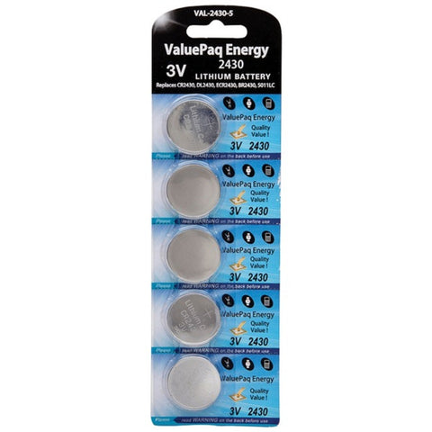 Dantona Val-2430-5 Valuepaq Energy 2430 Lithium Coin Cell Batteries, 5 Pk