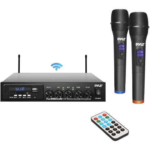 Pyle Wireless Microphone &amp;amp; Bluetooth Receiver System Pyrpdkwm802bu